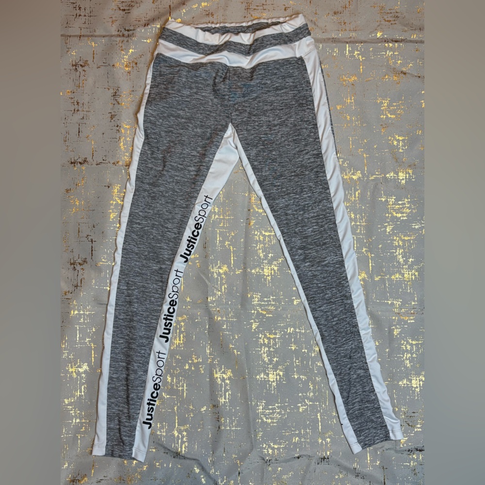 Justice Gray and White Sporty Leggings
